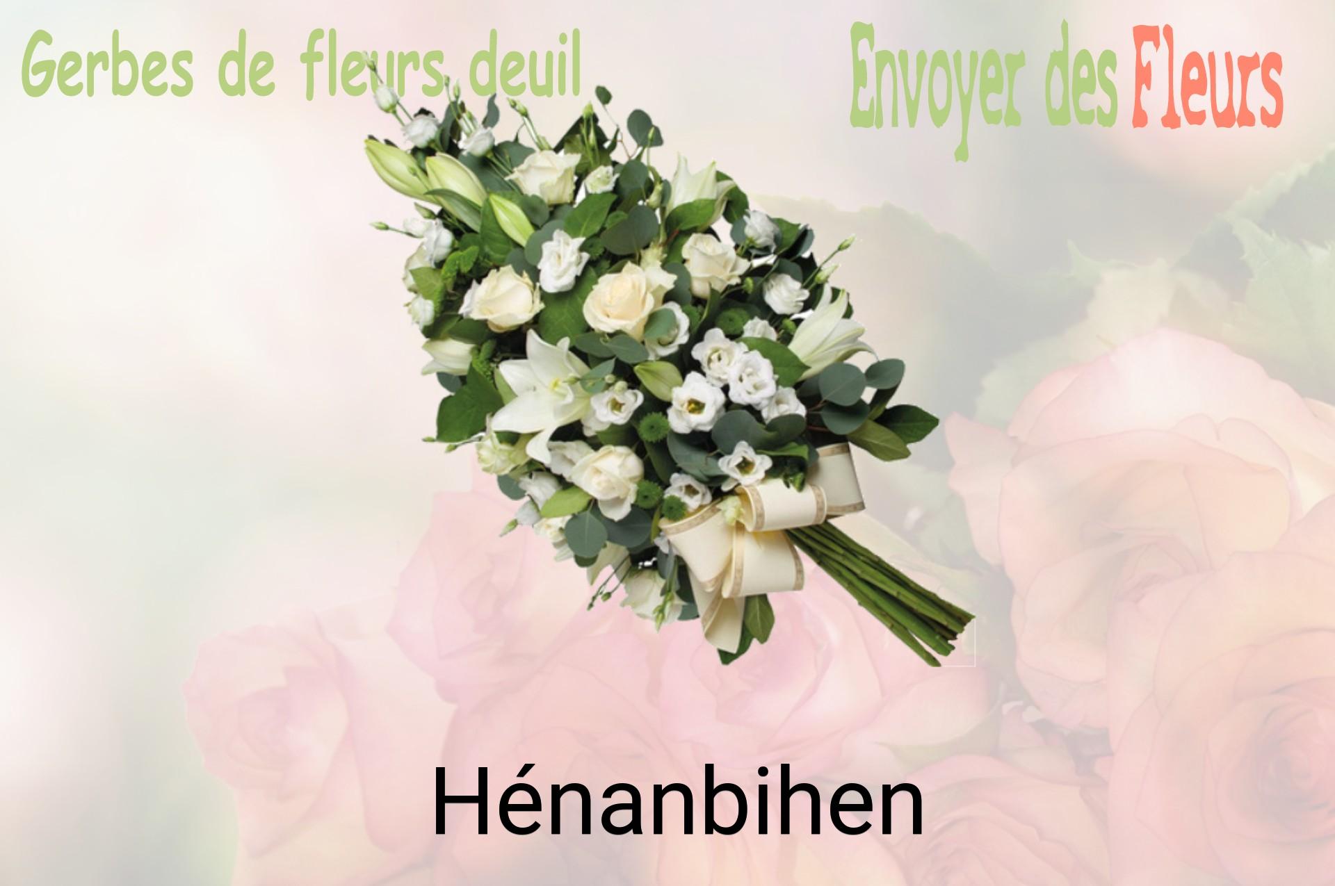 Gerbe de fleurs de deuil livrée à Hénanbihen